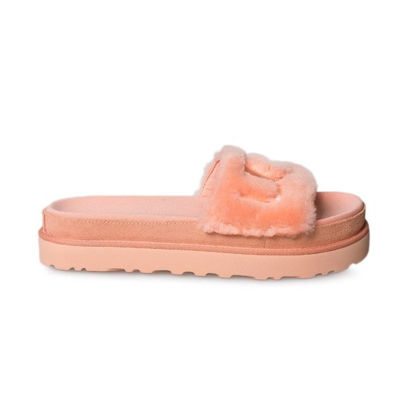 UGG Laton Fur Slide Baby Pink Slippers - Women's - Picture 1 of 5